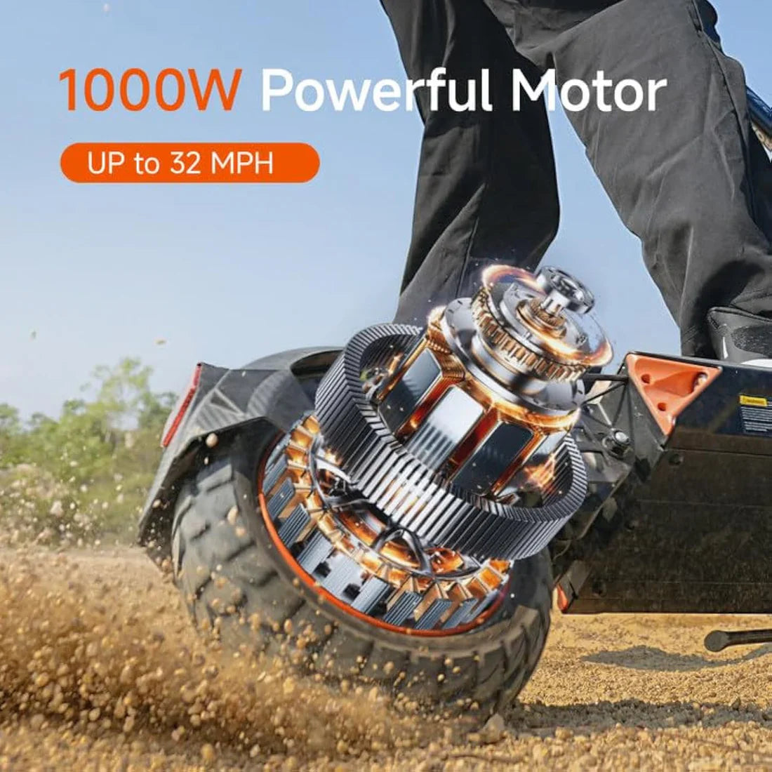 ET8 Electric Scooter – 1000W Motor, 32 MPH, 50mi Range | 10" Off-Road Tires, 4-Speed Modes, Cruise Control & Color Display