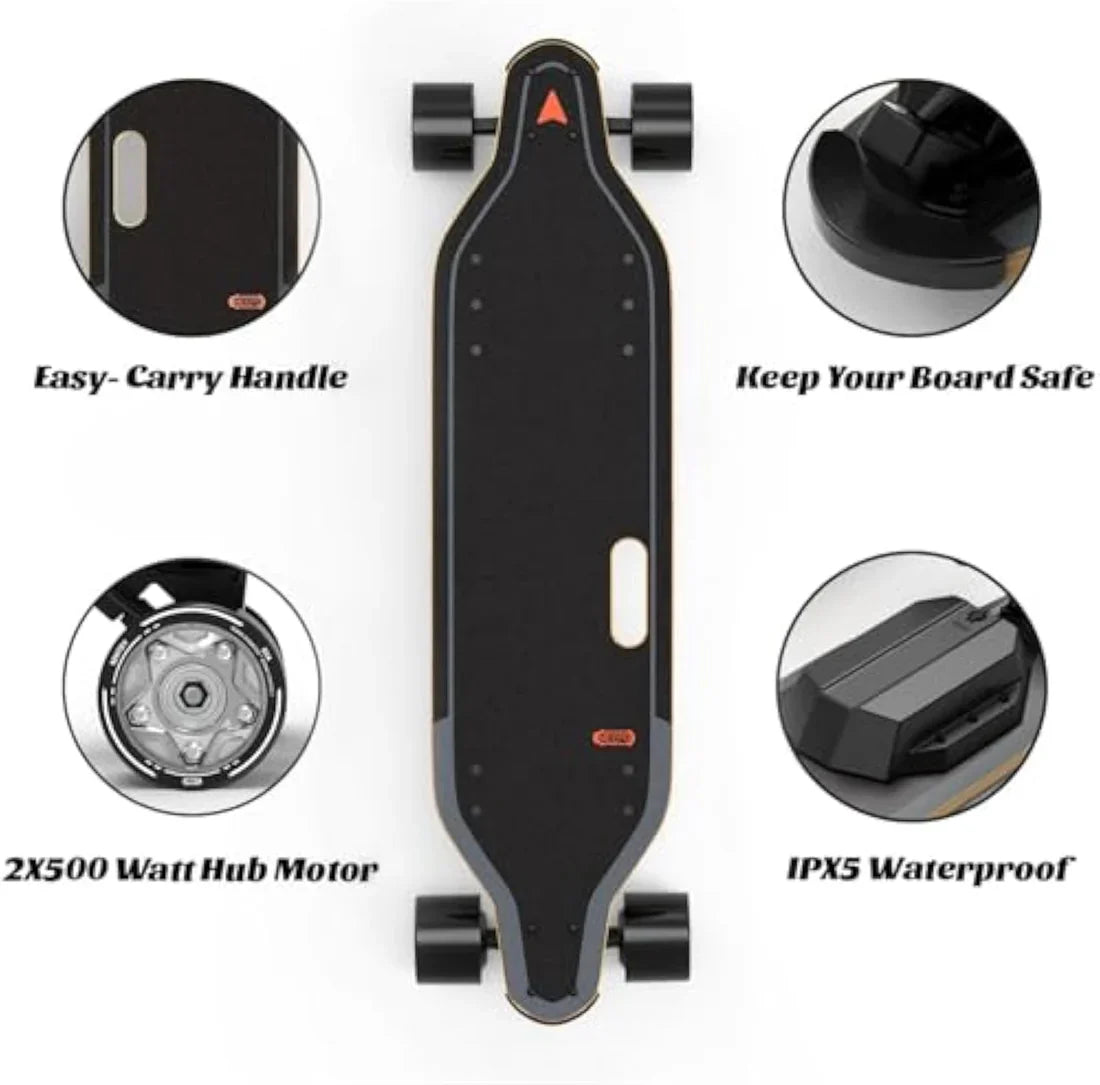 Meepo Campus V5/Envy E-Skateboard – 29 MPH, 4-Speed Control, Remote Included | Lightweight & Portable Handle Design