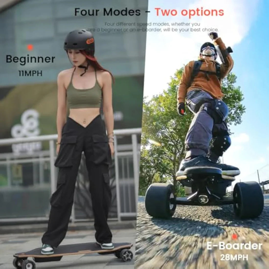 Meepo Campus V5/Envy E-Skateboard – 29 MPH, 4-Speed Control, Remote Included | Lightweight & Portable Handle Design