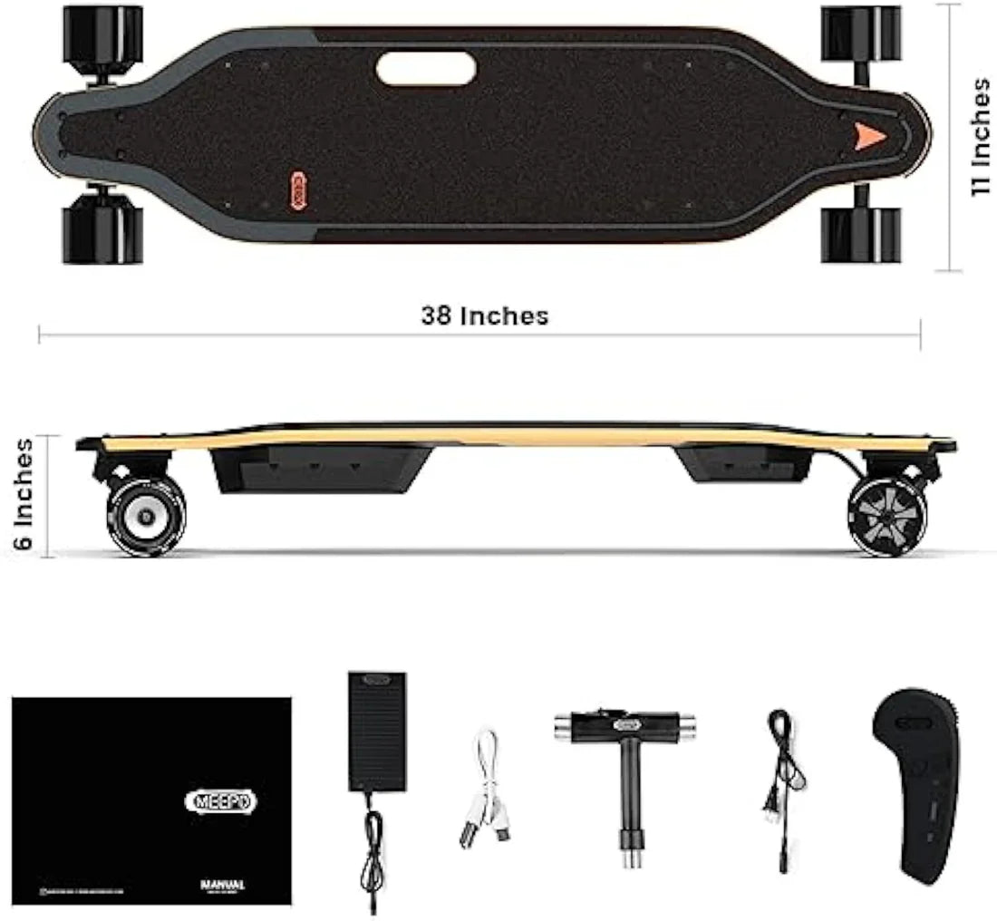 Meepo Campus V5/Envy E-Skateboard – 29 MPH, 4-Speed Control, Remote Included | Lightweight & Portable Handle Design