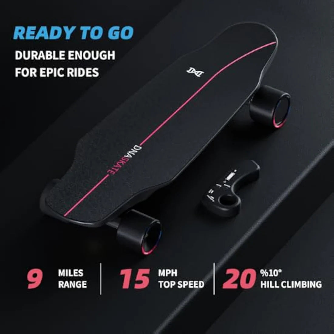 M8 Electric Skateboard - 22MPH Top Speed, 15mi Range, 800W Hub Motor | Remote Controlled for Adults & Teens