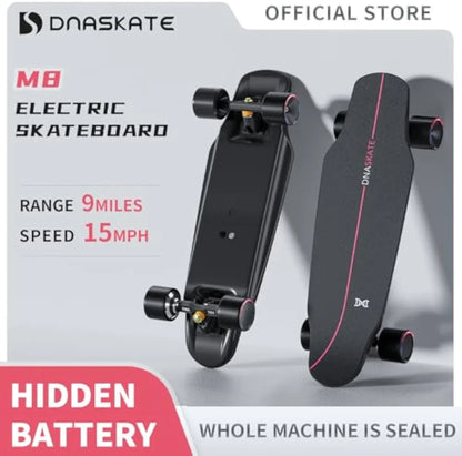 M8 Electric Skateboard - 22MPH Top Speed, 15mi Range, 800W Hub Motor | Remote Controlled for Adults & Teens