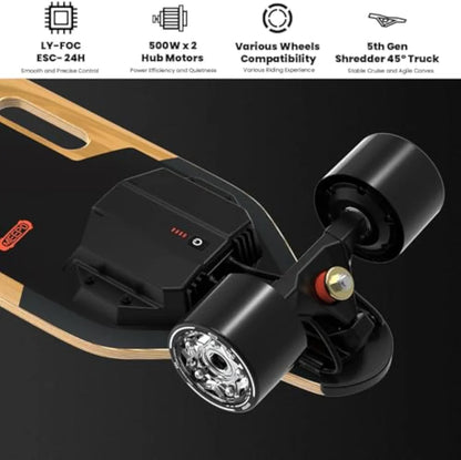 Meepo Campus V5/Envy E-Skateboard – 29 MPH, 4-Speed Control, Remote Included | Lightweight & Portable Handle Design