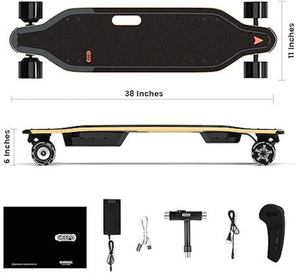 Meepo Campus V5/Envy E-Skateboard – 29 MPH, 4-Speed Control, Remote Included | Lightweight & Portable Handle Design